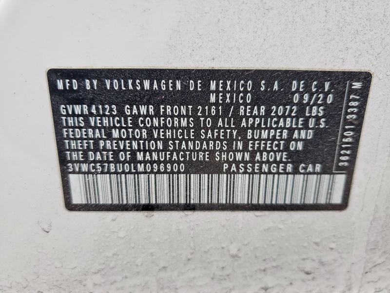 Продаж на аукціоні авто 2020 Volkswagen Jetta, vin: 3VWC57BU0LM096900, номер лоту: 98691385