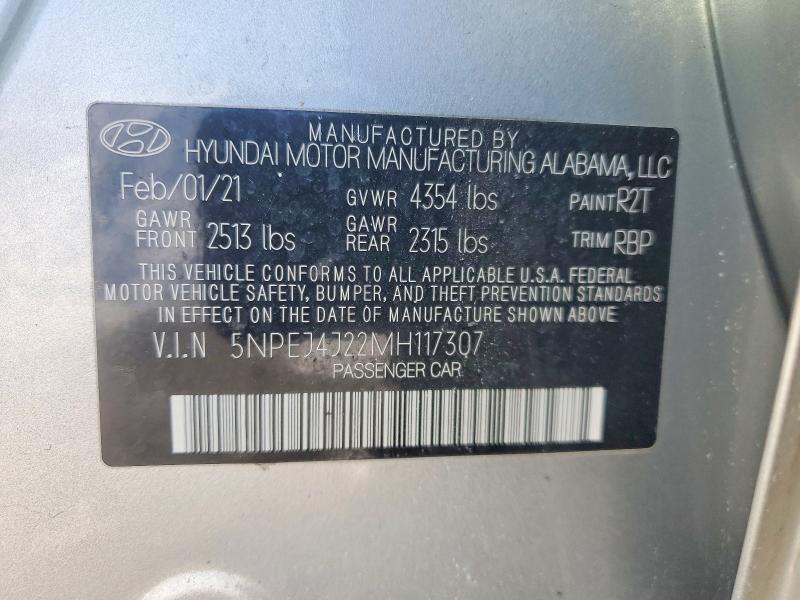 Продажа на аукционе авто 2021 Hyundai Sonata, vin: 5NPEJ4J22MH117307, номер лота: 74954445