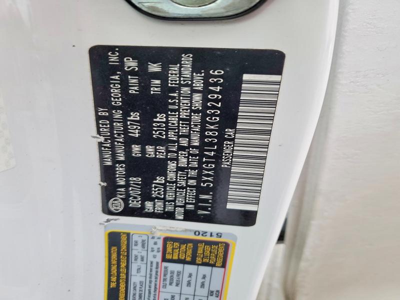 73937875 :رقم المزاد ، 5XXGT4L38KG329436 vin ، 2019 Kia Optima مزاد بيع