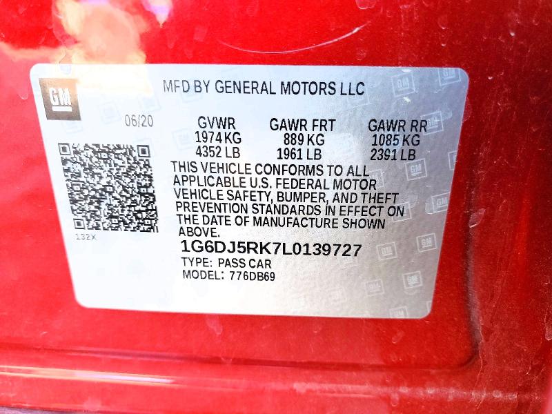 2020 Cadillac Ct4 მანქანა იყიდება აუქციონზე, vin: 1G6DJ5RK7L0139727, აუქციონის ნომერი: 98553085