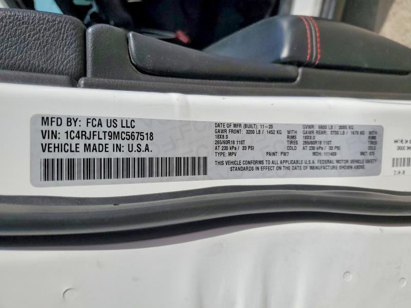 74909175 :رقم المزاد ، 1C4RJFLT9MC567518 vin ، 2021 Jeep Grand Cherokee مزاد بيع