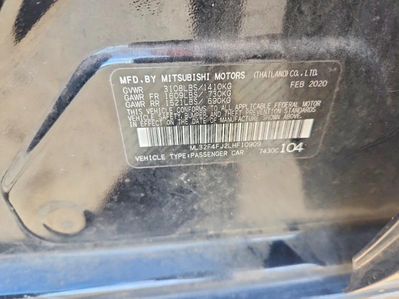75039285 :رقم المزاد ، ML32F4FJ2LHF10909 vin ، 2020 Mitsubishi Mirage مزاد بيع