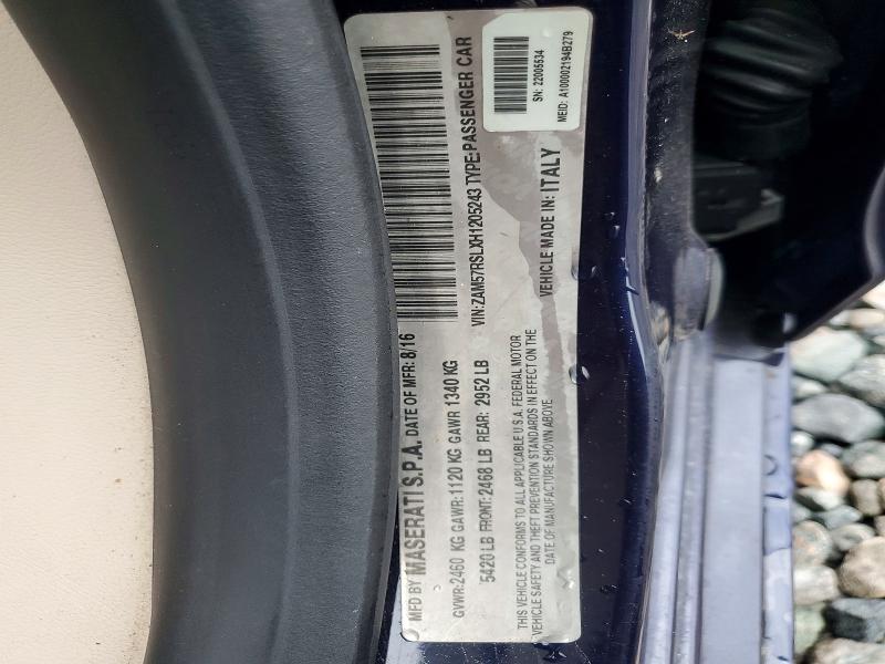 72698615 :رقم المزاد ، ZAM57RSLXH1205243 vin ، 2017 Maserati Ghibli S مزاد بيع