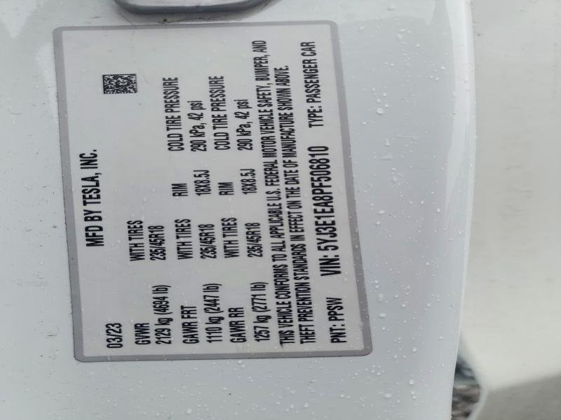 Продажа на аукционе авто 2023 Tesla Model 3, vin: 5YJ3E1EA8PF506810, номер лота: 98483065