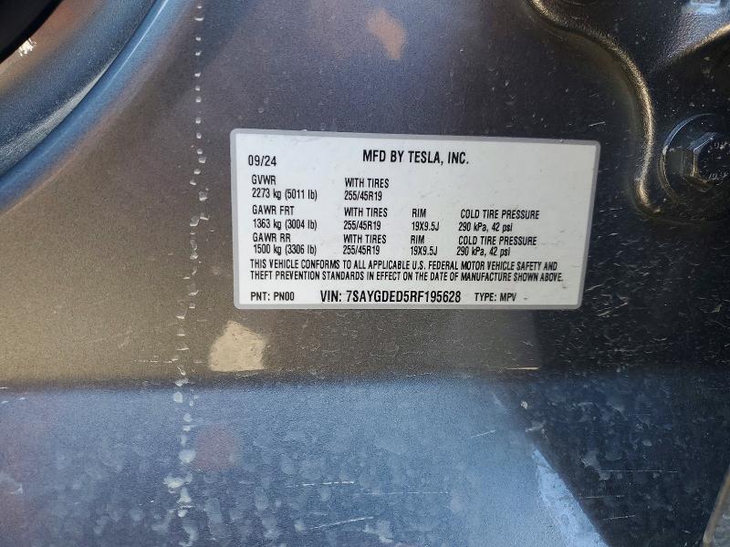 Продаж на аукціоні авто 2024 Tesla Model Y, vin: 7SAYGDED5RF195628, номер лоту: 73549775