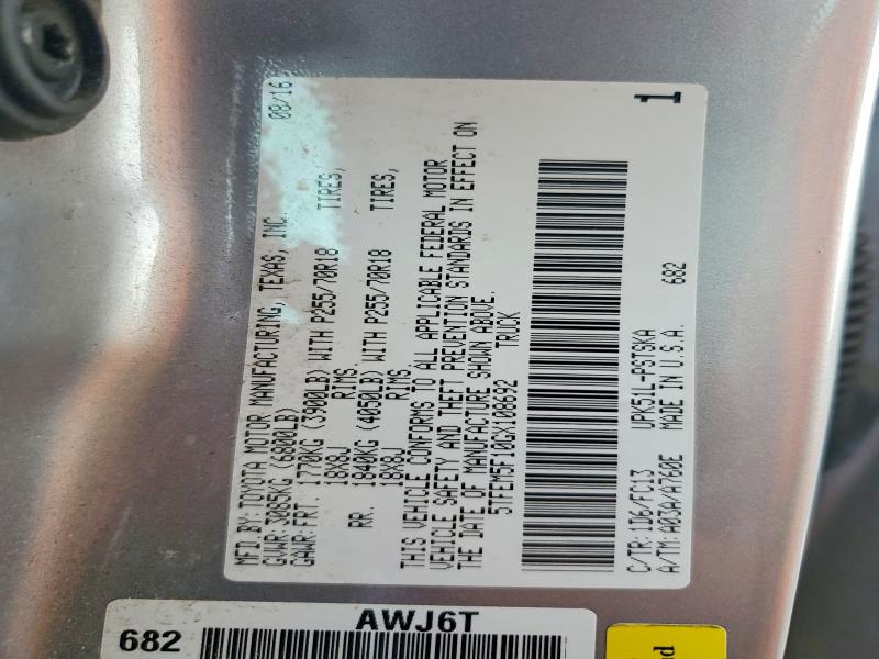 2016 Toyota Tundra Cre მანქანა იყიდება აუქციონზე, vin: 5TFEM5F10GX108692, აუქციონის ნომერი: 99909055