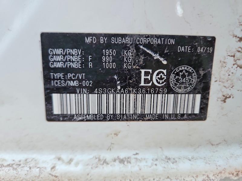 Aukcja sprzedaży 2019 Subaru Impreza, vin: 4S3GKAA61K3616759, numer aukcji: 74166405