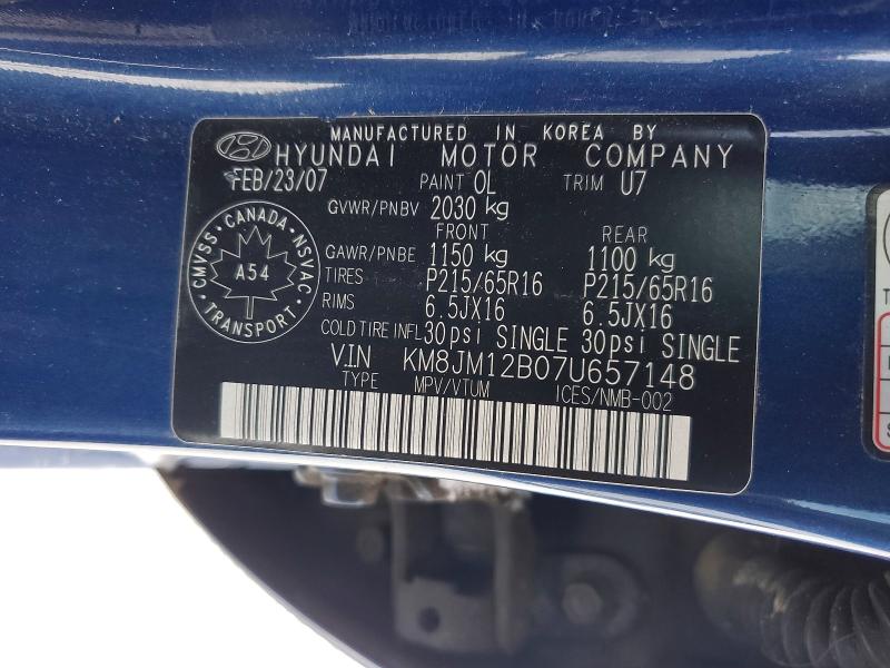 Продаж на аукціоні авто 2007 Hyundai Tucson Gls, vin: KM8JM12B07U657148, номер лоту: 75376485