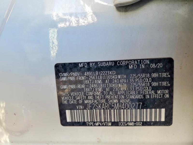 74839395 :رقم المزاد ، JF2SKARC5MH400277 vin ، 2021 Subaru Forester مزاد بيع