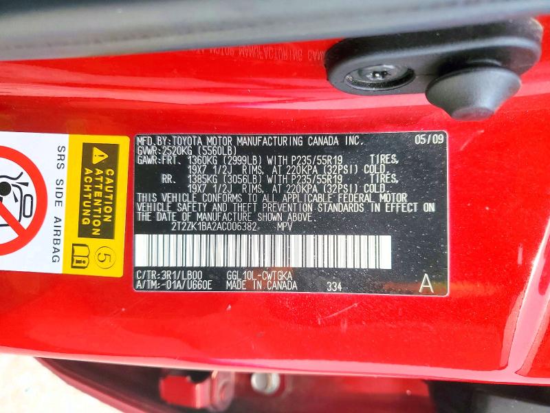 Aukcja sprzedaży 2010 Lexus Rx 350, vin: 2T2ZK1BA2AC006382, numer aukcji: 75499795