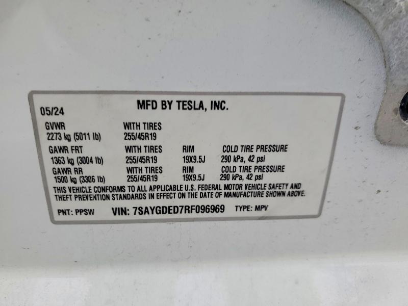 Продажа на аукционе авто 2024 Tesla Model Y, vin: 7SAYGDED7RF096969, номер лота: 98471605