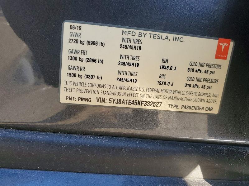 Aukcja sprzedaży 2019 Tesla Model S, vin: 5YJSA1E45KF332527, numer aukcji: 97993165