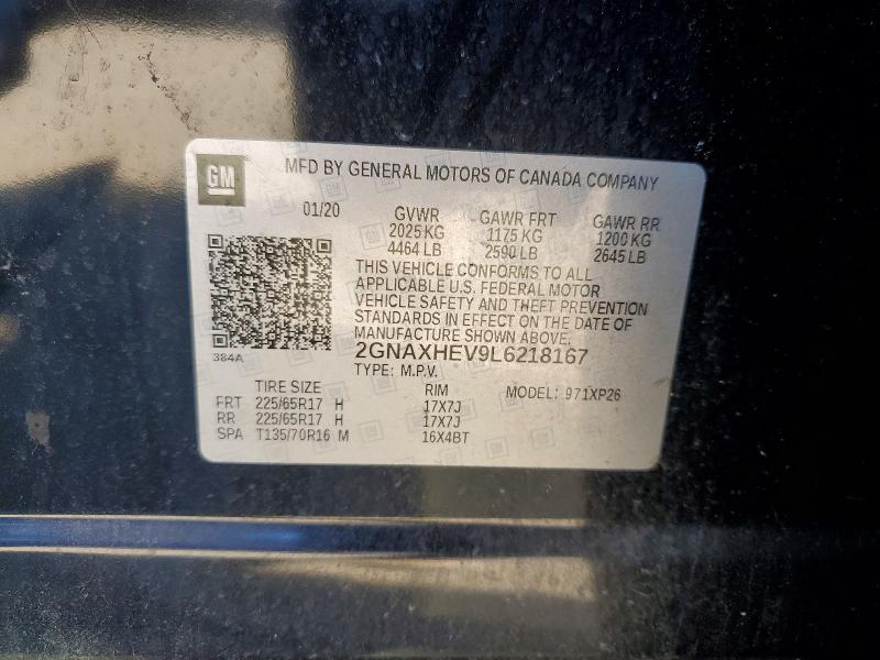 2020 Chevrolet Equinox Ls მანქანა იყიდება აუქციონზე, vin: 2GNAXHEV9L6218167, აუქციონის ნომერი: 98074315