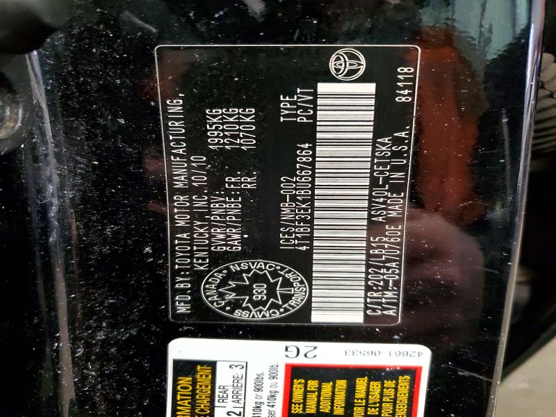 73436415 :رقم المزاد ، 4T1BF3EK1BU667864 vin ، 2011 Toyota Camry مزاد بيع