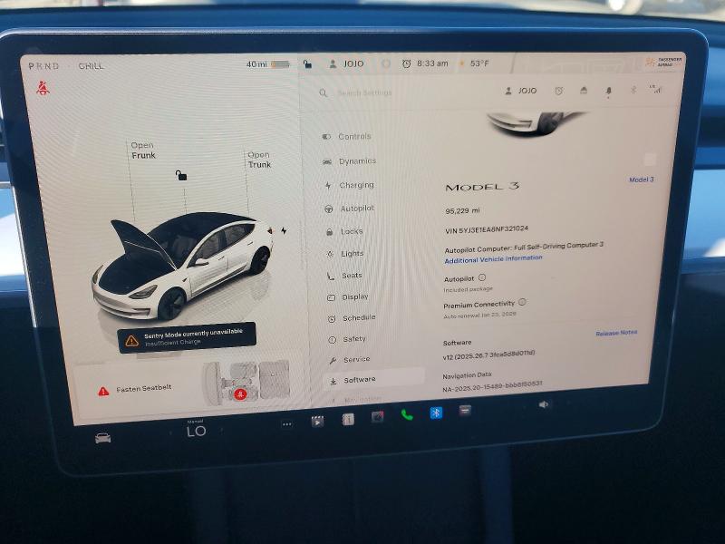 2022 Tesla Model 3 მანქანა იყიდება აუქციონზე, vin: 5YJ3E1EA8NF321024, აუქციონის ნომერი: 73168165