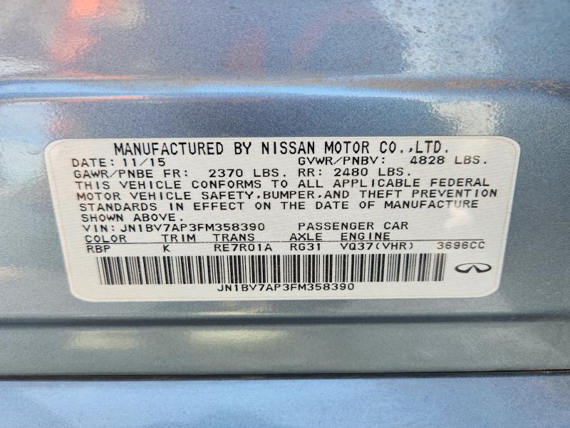 Aukcja sprzedaży 2015 Infiniti Q50, vin: JN1BV7AP3FM358390, numer aukcji: 74595895
