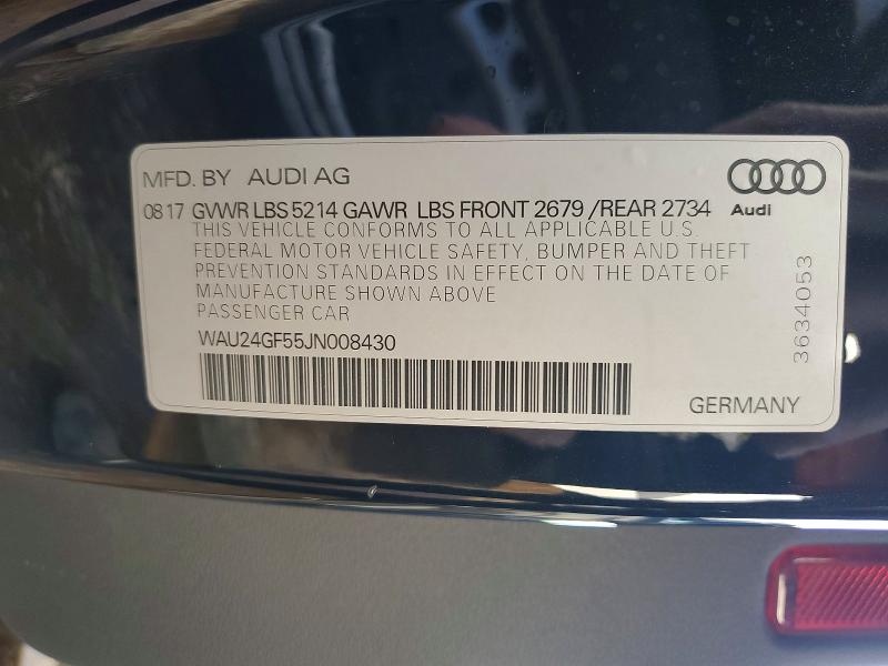 Aukcja sprzedaży 2018 Audi S5, vin: WAU24GF55JN008430, numer aukcji: 98651115