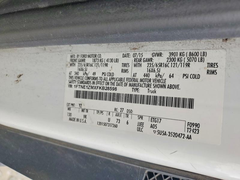 Продаж на аукціоні авто 2015 Ford Transit, vin: 1FTNE1ZMXFKB28598, номер лоту: 48008796