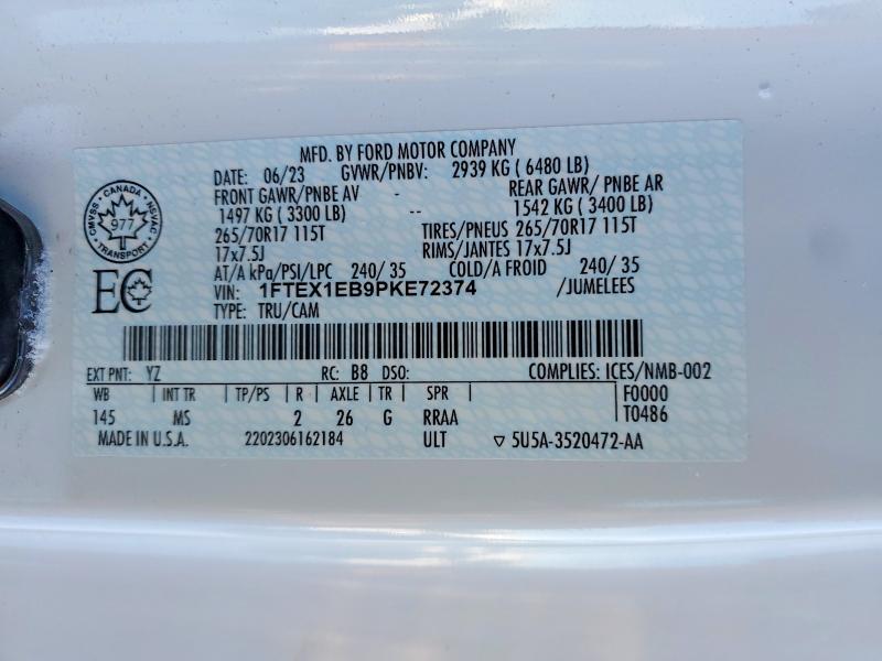Продажа на аукционе авто 2023 Ford F150, vin: 1FTEX1EB9PKE72374, номер лота: 72435615