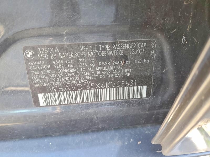 2006 Bmw 325 მანქანა იყიდება აუქციონზე, vin: WBAVD135X6KV05531, აუქციონის ნომერი: 73452915