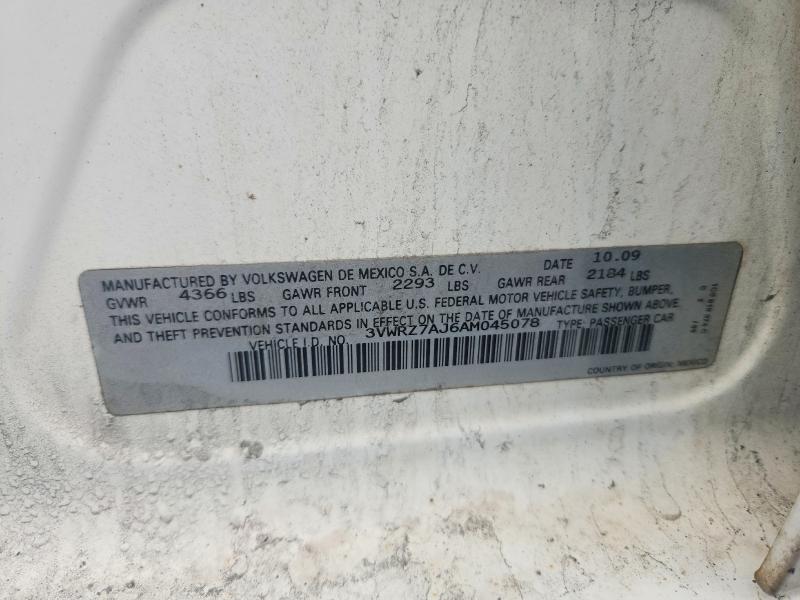 Продажа на аукционе авто 2010 Volkswagen Jetta, vin: 3VWRZ7AJ6AM045078, номер лота: 99429615