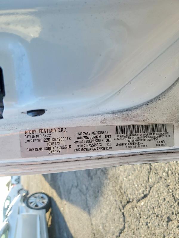 75780565 :رقم المزاد ، ZFBHRFAB0N6W48344 vin ، 2022 Ram Promaster مزاد بيع