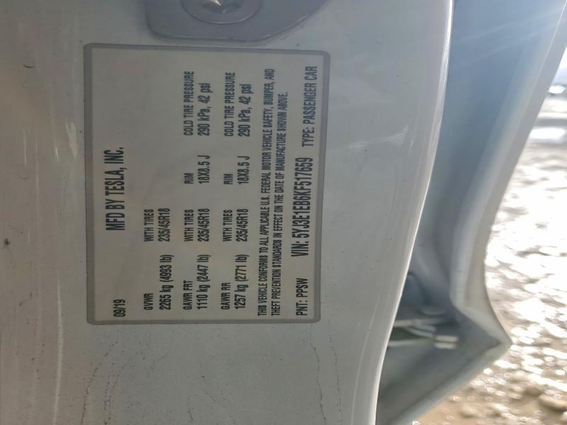 2019 Tesla Model 3 მანქანა იყიდება აუქციონზე, vin: 5YJ3E1EB6KF517659, აუქციონის ნომერი: 99881975