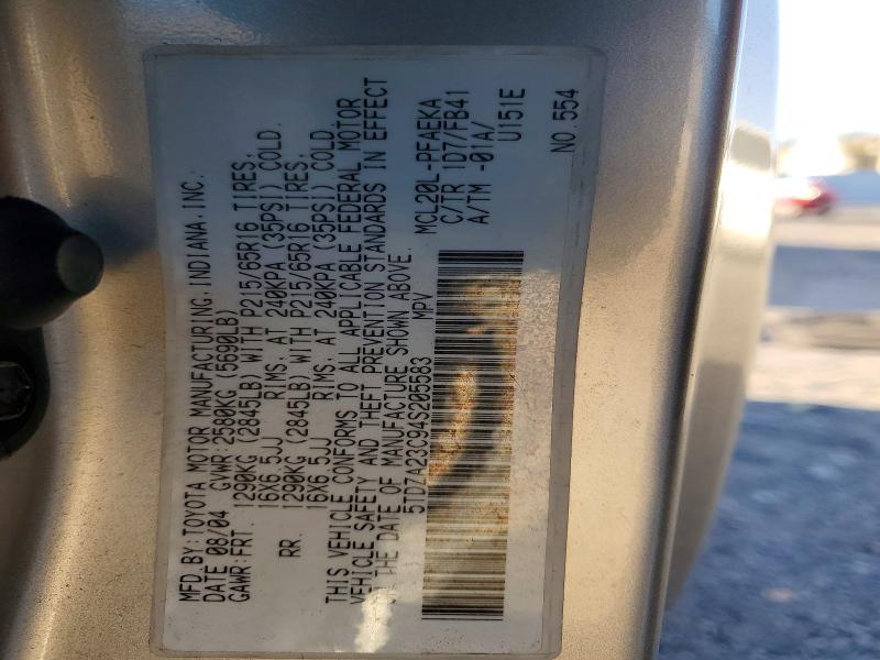 74883445 :رقم المزاد ، 5TDZA23C94S205583 vin ، 2004 Toyota Sienna مزاد بيع