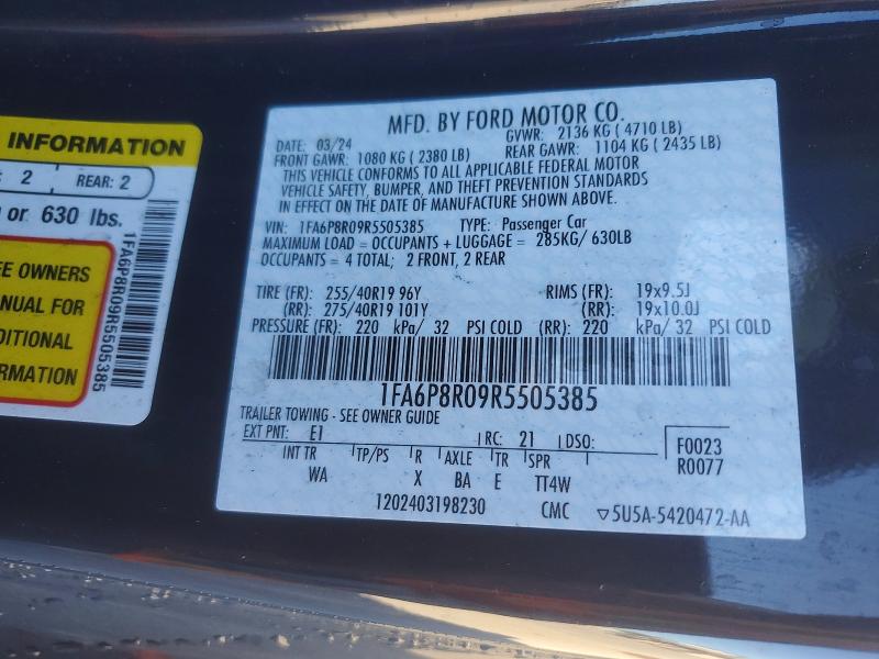 Продаж на аукціоні авто 2024 Ford Mustang, vin: 1FA6P8R09R5505385, номер лоту: 72166615