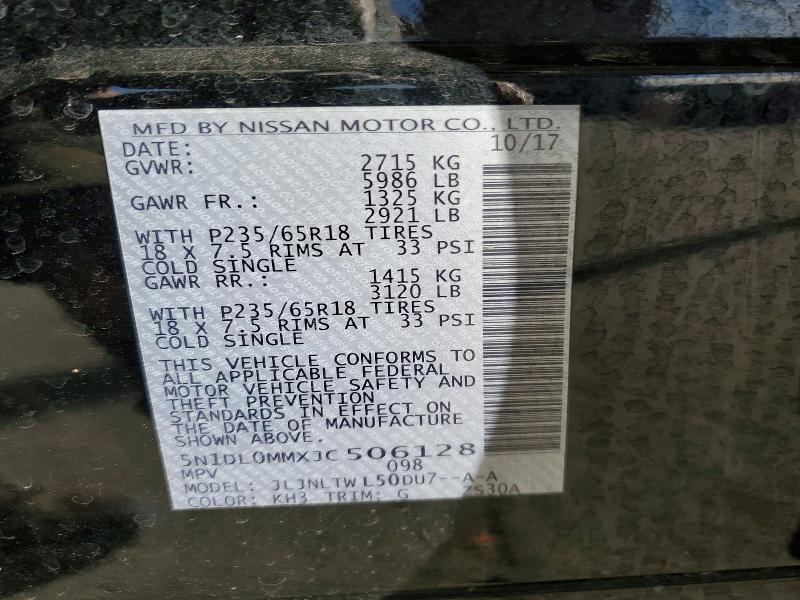 98109795 :رقم المزاد ، 5N1DL0MMXJC506128 vin ، 2018 Infiniti Qx60 مزاد بيع