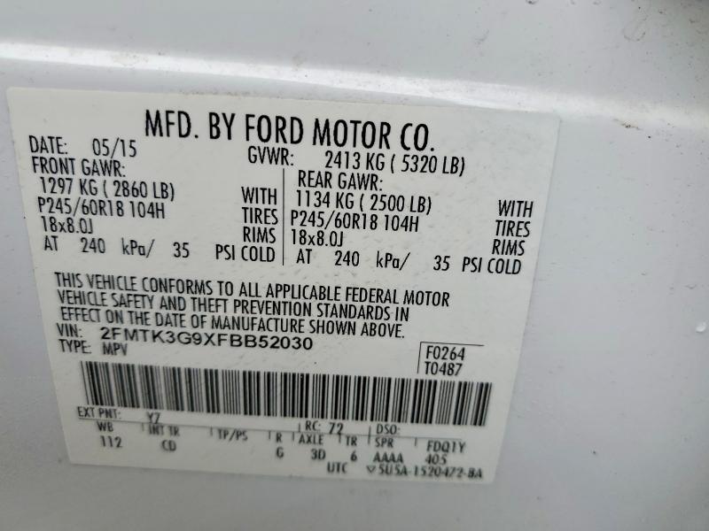 98913275 :رقم المزاد ، 2FMTK3G9XFBB52030 vin ، 2015 Ford Edge Se مزاد بيع