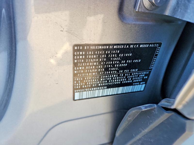 Продаж на аукціоні авто 2022 Volkswagen Taos, vin: 3VVSX7B24NM089038, номер лоту: 72999865