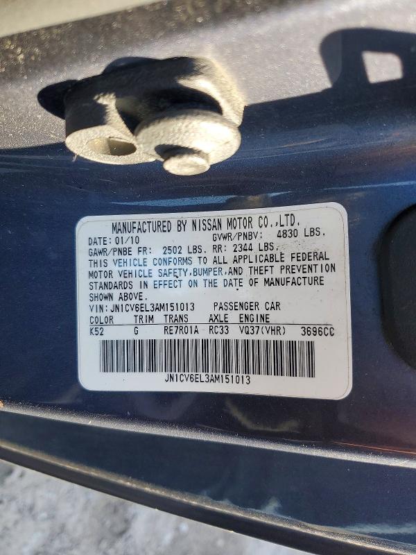 73506915 :رقم المزاد ، JN1CV6EL3AM151013 vin ، 2010 Infiniti G37 مزاد بيع