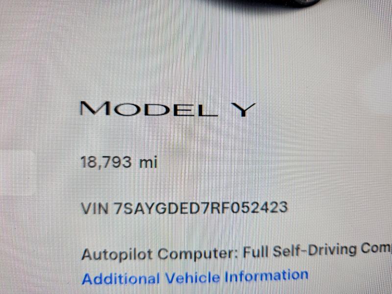 Aukcja sprzedaży 2024 Tesla Model Y, vin: 7SAYGDED7RF052423, numer aukcji: 98769355