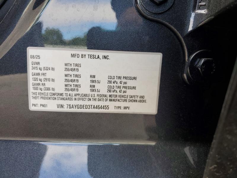 2026 Tesla Model Y მანქანა იყიდება აუქციონზე, vin: 7SAYGDED3TA464455, აუქციონის ნომერი: 75090375