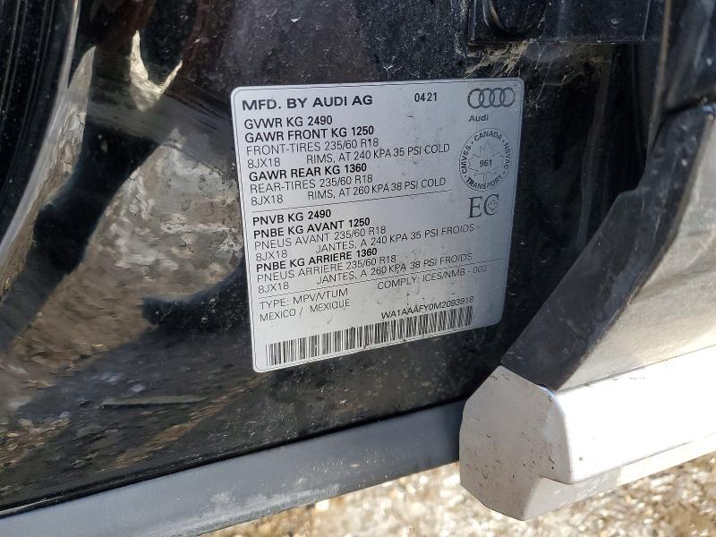 Aukcja sprzedaży 2021 Audi Q5, vin: WA1AAAFY0M2093918, numer aukcji: 97132315