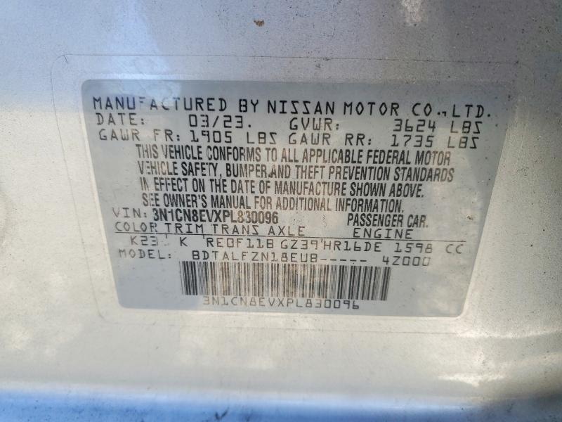 2023 Nissan Versa მანქანა იყიდება აუქციონზე, vin: 3N1CN8EVXPL830096, აუქციონის ნომერი: 74065905