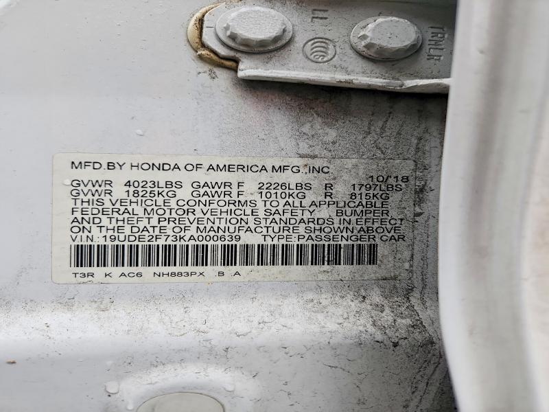 2019 Acura Ilx მანქანა იყიდება აუქციონზე, vin: 19UDE2F73KA000639, აუქციონის ნომერი: 98942525