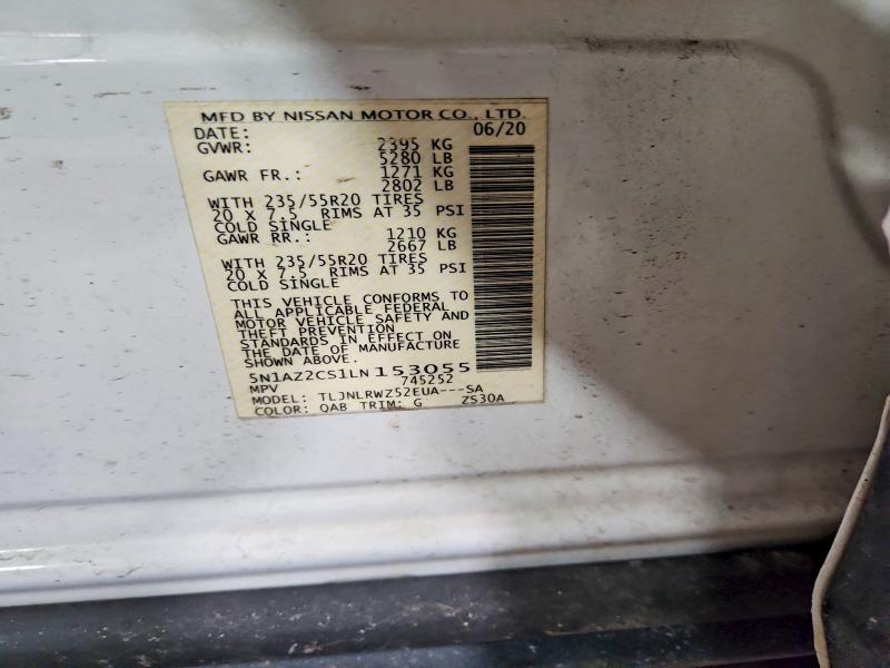 Продажа на аукционе авто 2020 Nissan Murano, vin: 5N1AZ2CS1LN153055, номер лота: 73999065