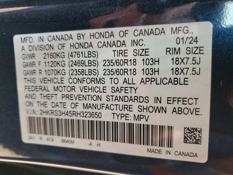Aukcja sprzedaży 2024 Honda Cr-v, vin: 2HKRS3H45RH323650, numer aukcji: 74344245