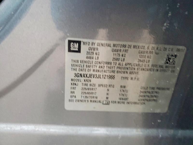 2018 Chevrolet Equinox მანქანა იყიდება აუქციონზე, vin: 3GNAXJEV3JL121966, აუქციონის ნომერი: 99073345