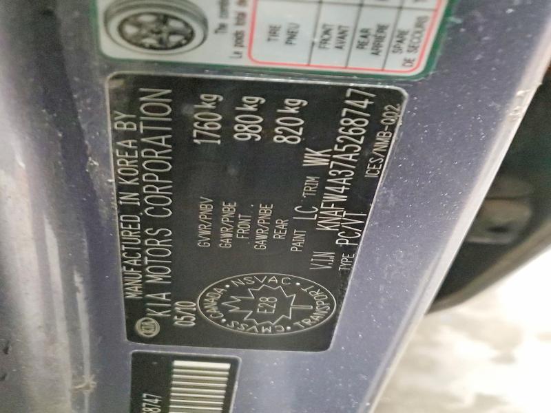 2010 Kia Forte მანქანა იყიდება აუქციონზე, vin: KNAFW4A37A5268747, აუქციონის ნომერი: 72955065