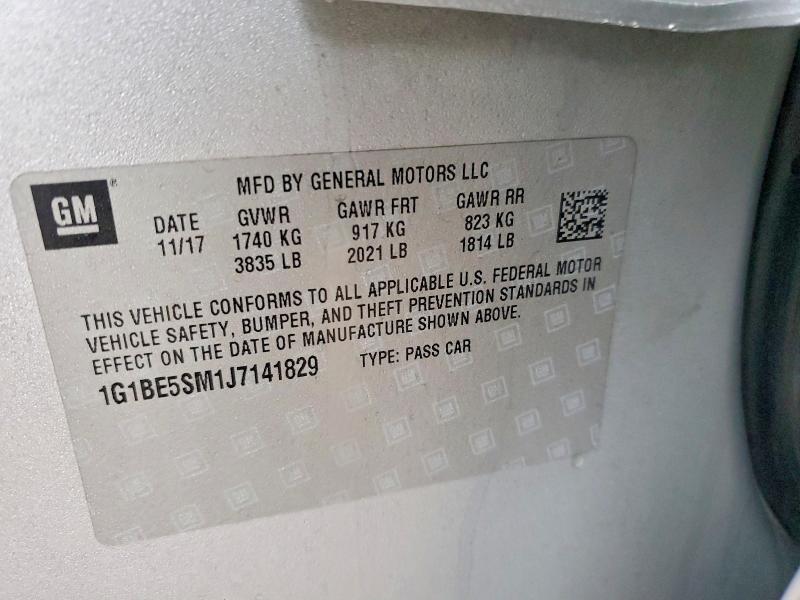 98370575 :رقم المزاد ، 1G1BE5SM1J7141829 vin ، 2018 Chevrolet Cruze مزاد بيع