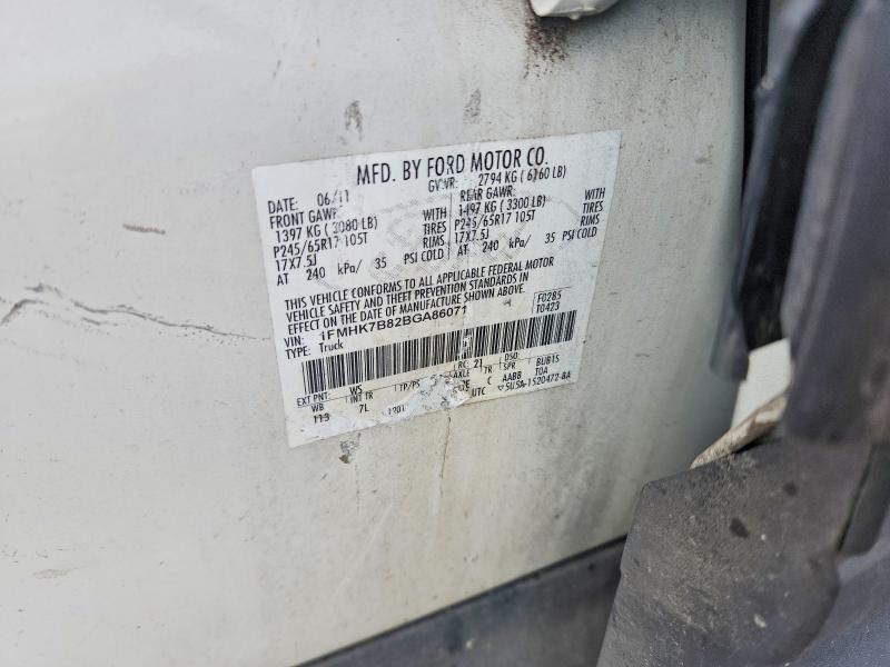 2011 Ford Explorer მანქანა იყიდება აუქციონზე, vin: 1FMHK7B82BGA86071, აუქციონის ნომერი: 74942675