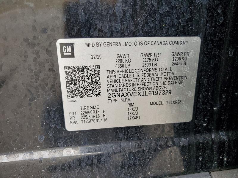 Продаж на аукціоні авто 2020 Chevrolet Equinox Lt, vin: 2GNAXVEX1L6197329, номер лоту: 98178435