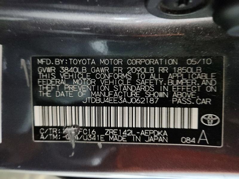 2010 Toyota Corolla მანქანა იყიდება აუქციონზე, vin: JTDBU4EE3AJ062187, აუქციონის ნომერი: 72252365