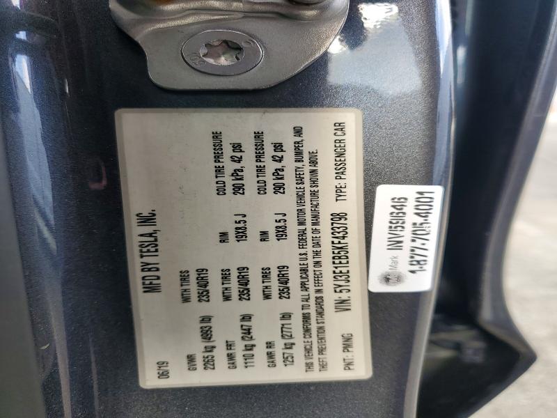 Aukcja sprzedaży 2019 Tesla Model 3, vin: 5YJ3E1EB5KF433798, numer aukcji: 74279555
