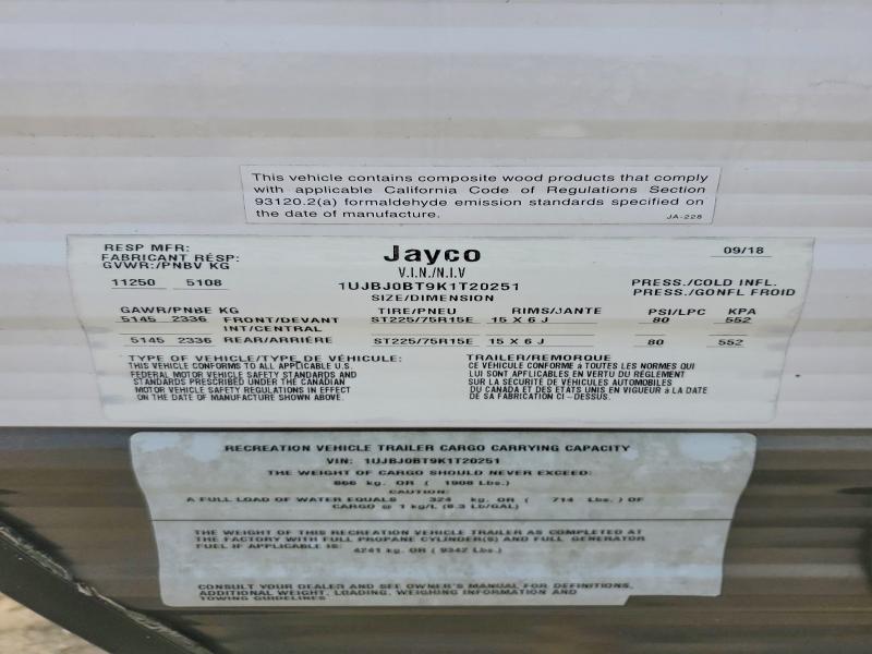 74641325 :رقم المزاد ، 1UJBJ0BT9K1T20251 vin ، 2019 Jayco Jay Jay Flight مزاد بيع