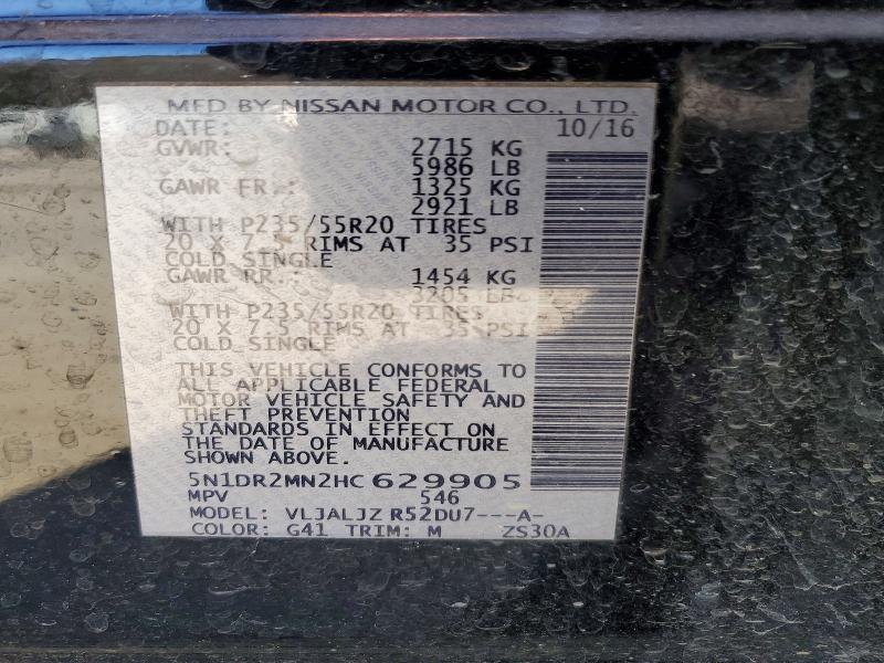 75265425 :رقم المزاد ، 5N1DR2MN2HC629905 vin ، 2017 Nissan Pathfinder مزاد بيع