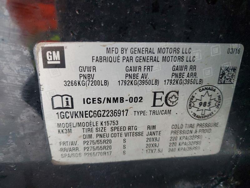 Продаж на аукціоні авто 2016 Chevrolet Silverado, vin: 1GCVKNEC6GZ236917, номер лоту: 98415515
